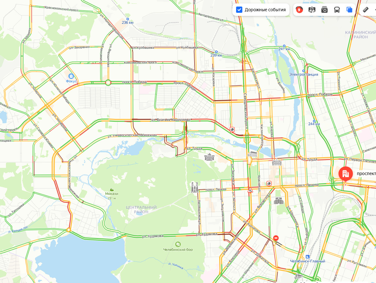 Челябинск второй раз за день встал в десятибалльные пробки - 10 января 2024  - 74.ru