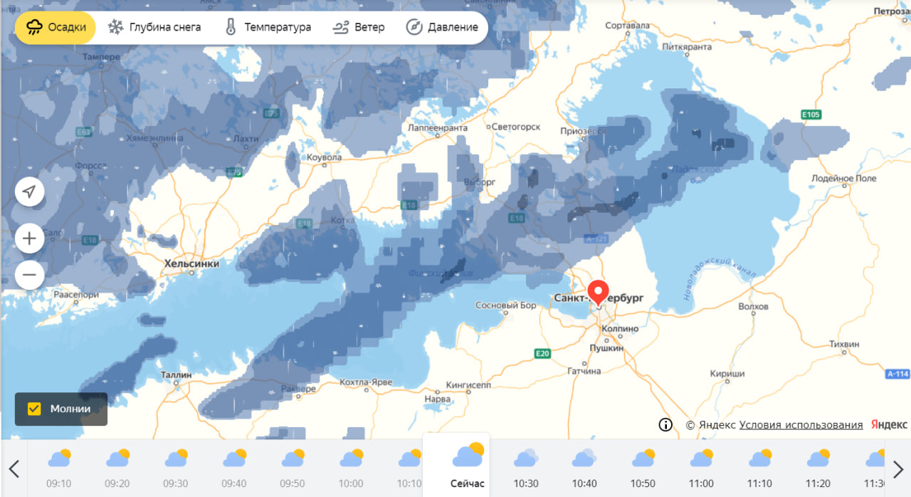 Прогноз погоды на карте спб. Bestmaps.ru.