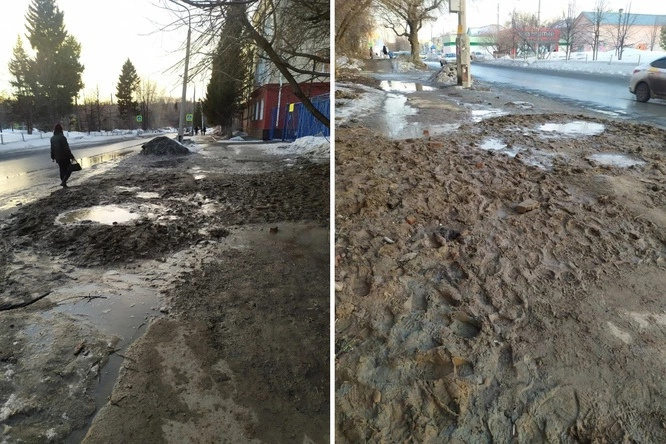 Наказали подрядчика за превратившийся в болото тротуар в Новосибирске после публикации НГС