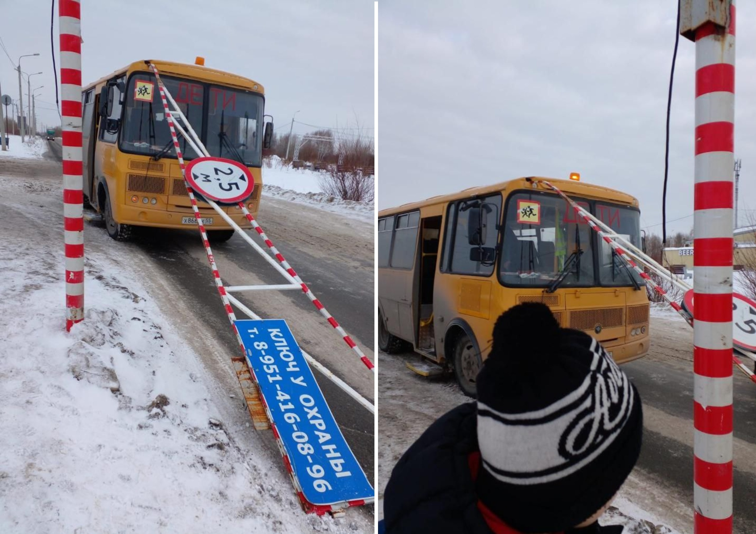 В Омске дорожный знак упал и пробил крышу автобуса с детьми