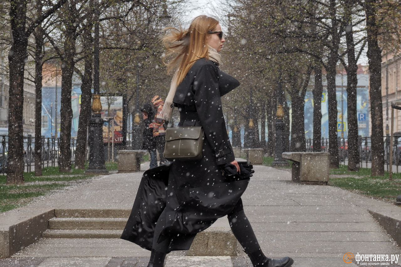 В Петербурге потеплеет после 15 мая. А пока к снегу добавился град