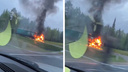 На трассе М-8 в Архангельской области сгорел КАМАЗ