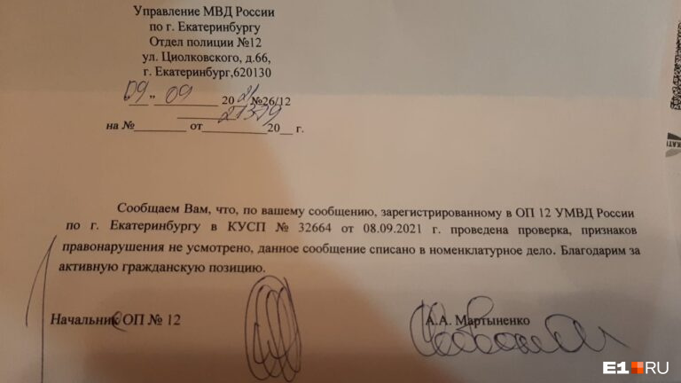 В полиции не нашли состава преступления: «Проведена проверка, признаков правонарушения не усмотрено»