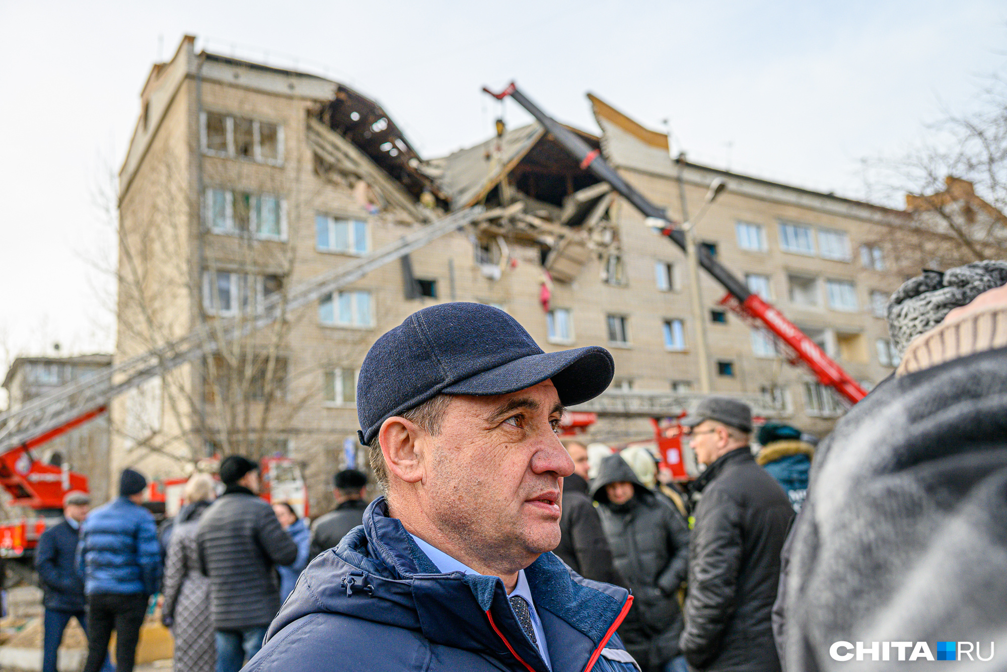 Михаил Шибаев на месте взрыва газа