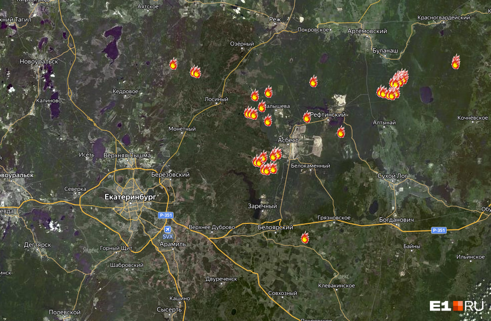 Челябинская область карта лесных пожаров