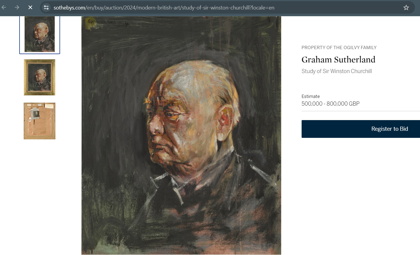 Эскиз сожженного портрета Черчилля, который он ненавидел, выставили на аукцион почти за миллион долларов
