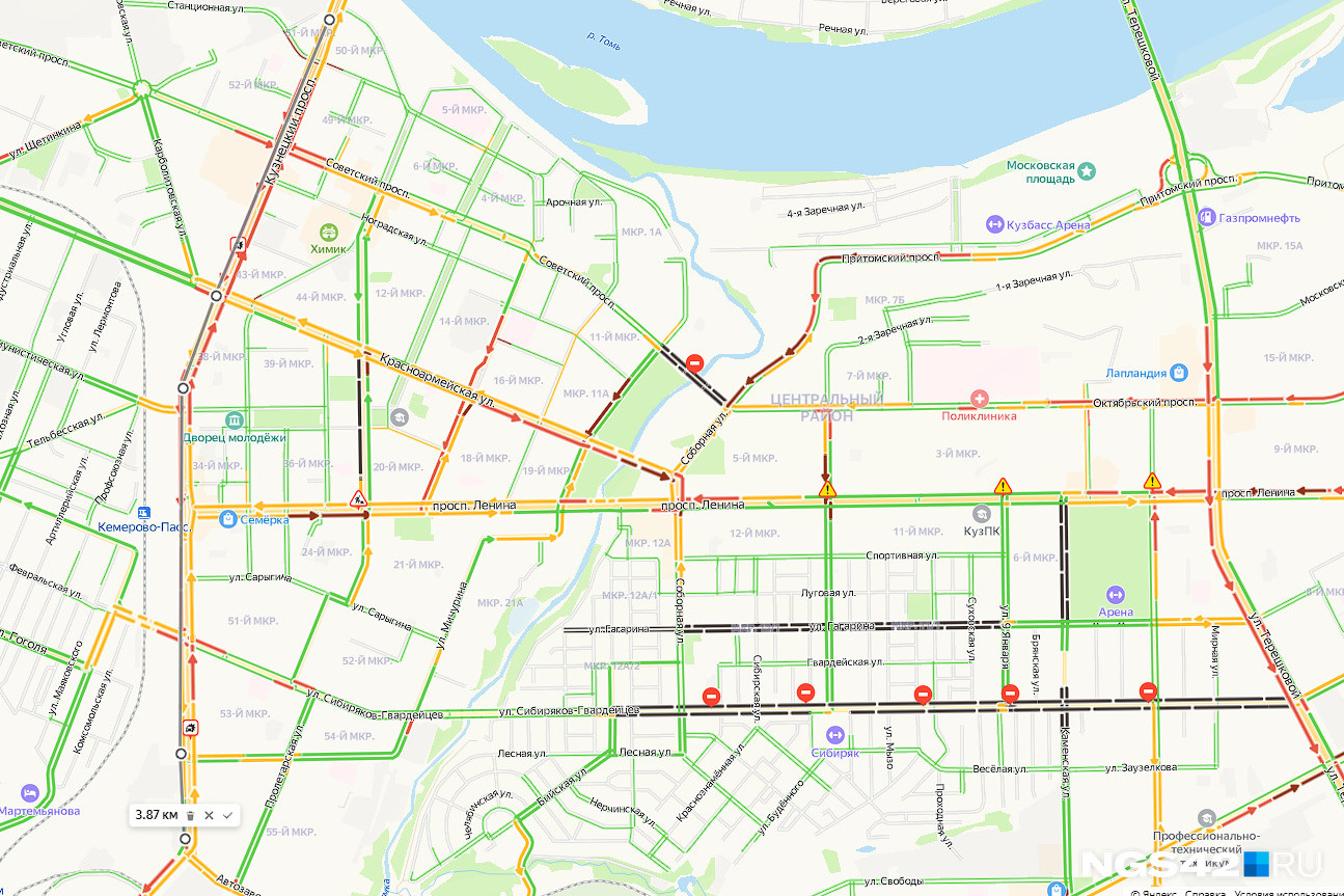 Пробки в кемерово сейчас карта