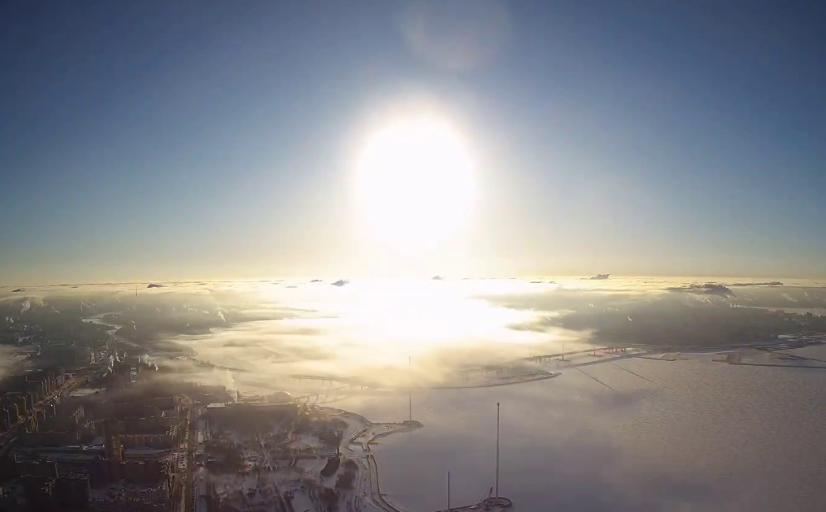 Девять самых красивых зимних рассветов в Петербурге — с неба